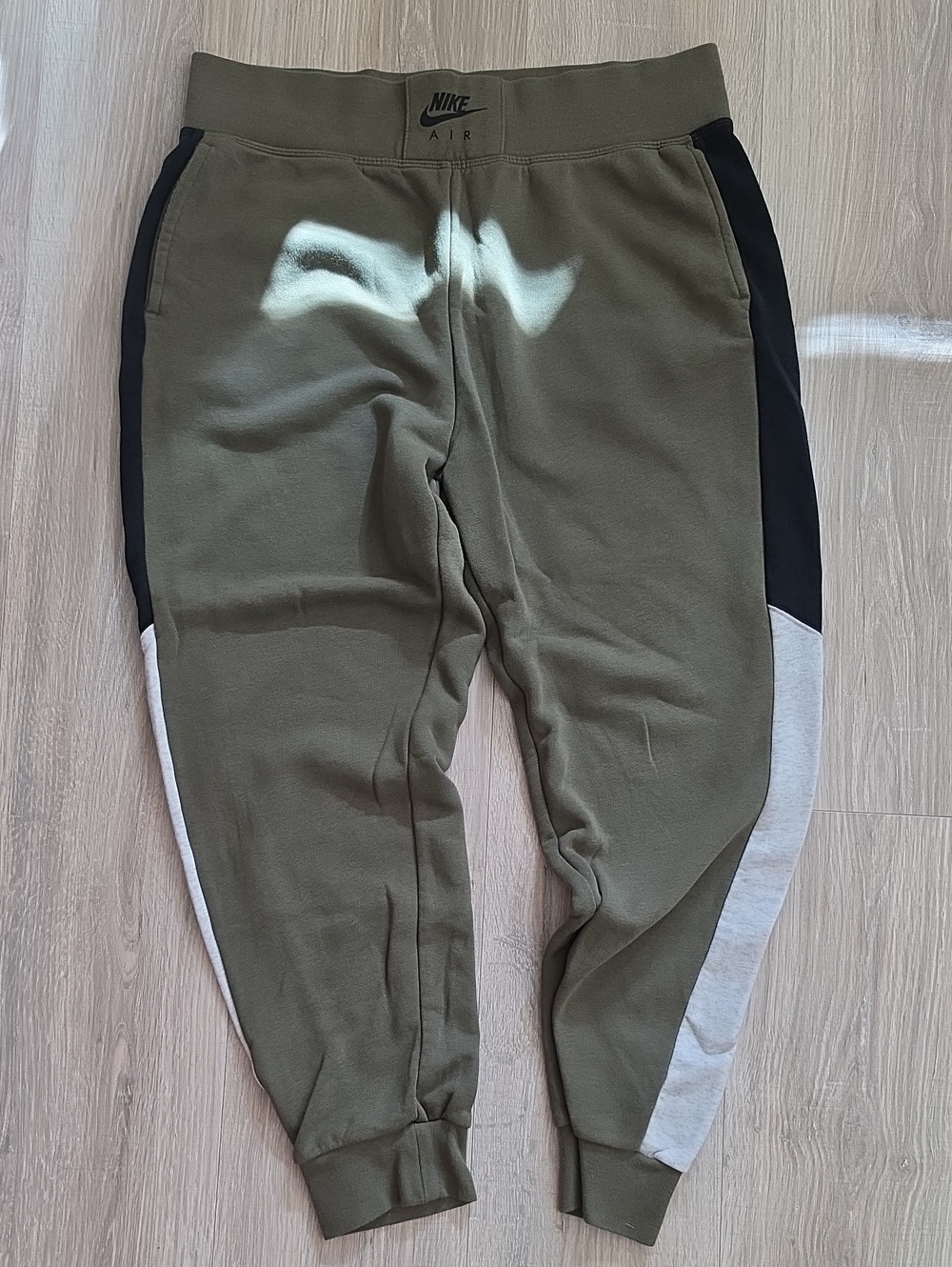 Nike Olive Green Colorblock Joggers with Black & Light Gray Panels